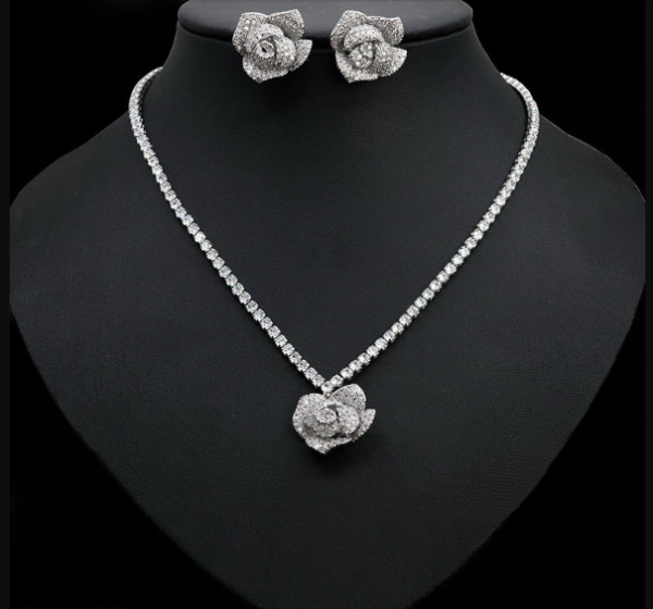 Square Flower Necklace Set - Image 2