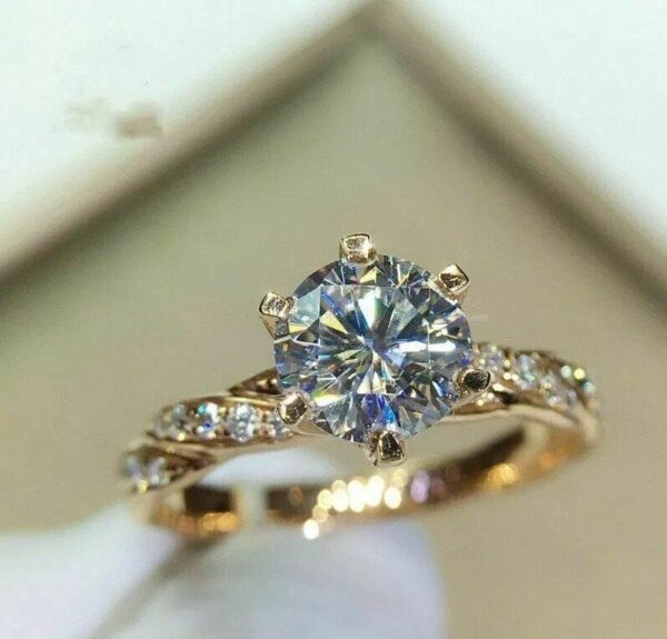 Imp Round Cut Moissanite Ring