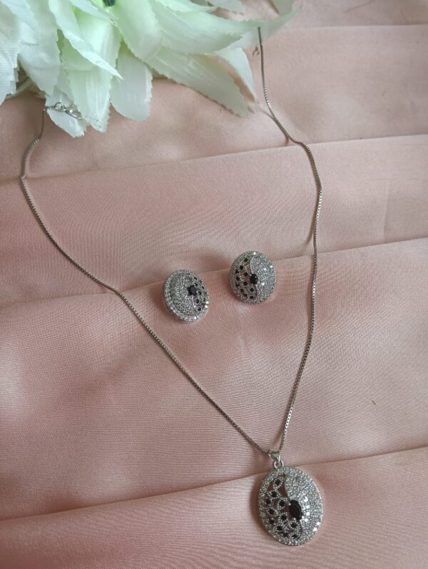Silver Plated Necklace and Earring Set - Image 2