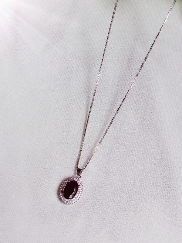 Black Stone Pendant Necklace - Image 2