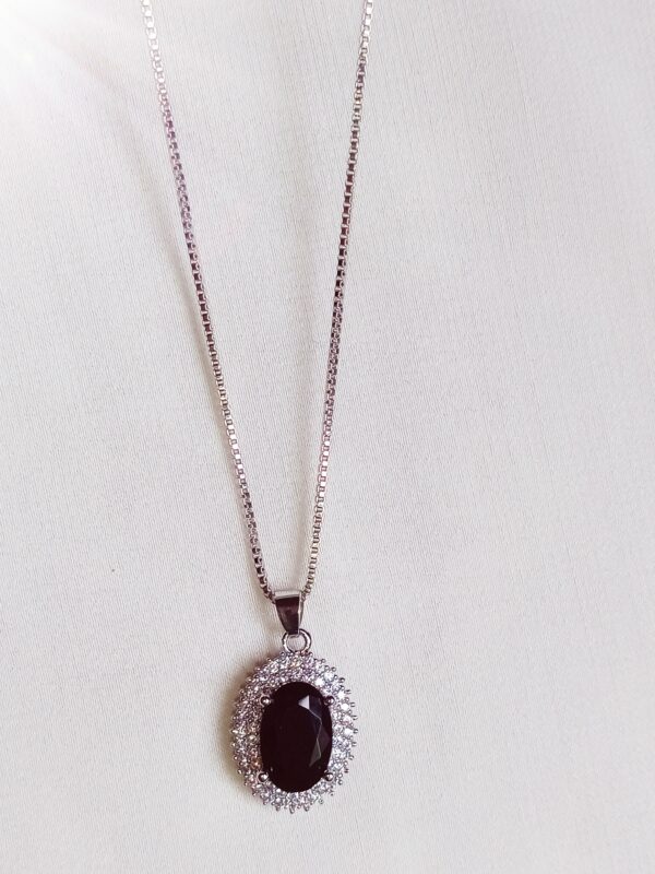 Black Stone Pendant Necklace - Image 3