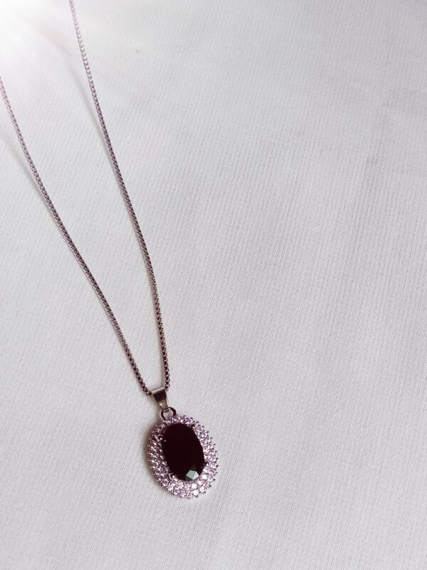 Black Stone Pendant Necklace