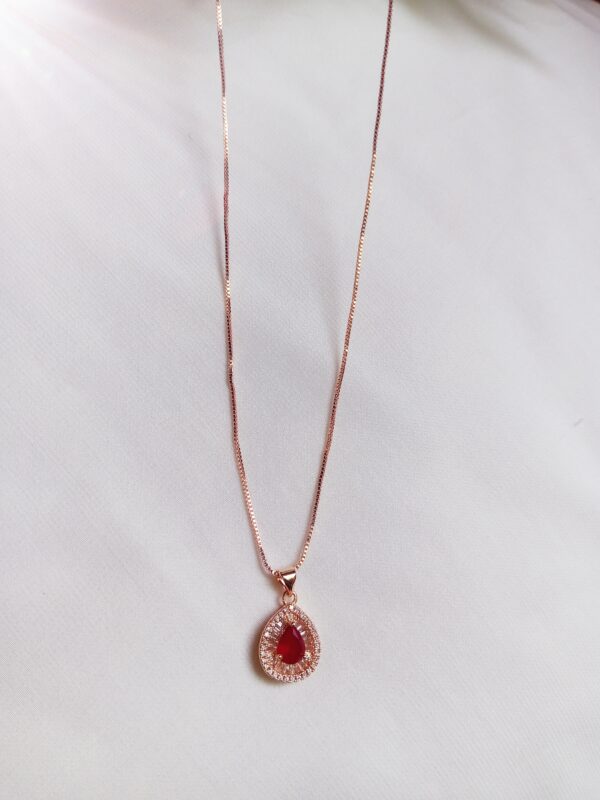 Red Teardrop Pendant Necklace - Image 3