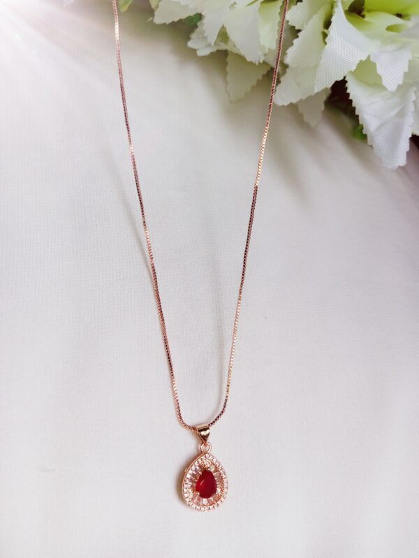 Red Teardrop Pendant Necklace - Image 2