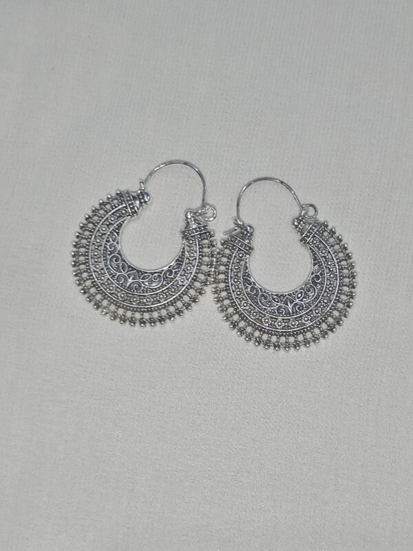 Ethnic Silver Hoops - Image 2