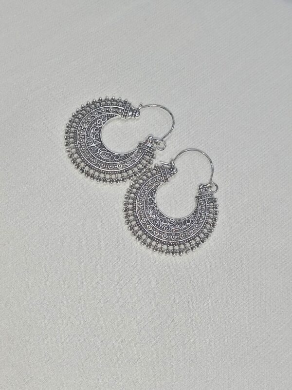 Ethnic Silver Hoops