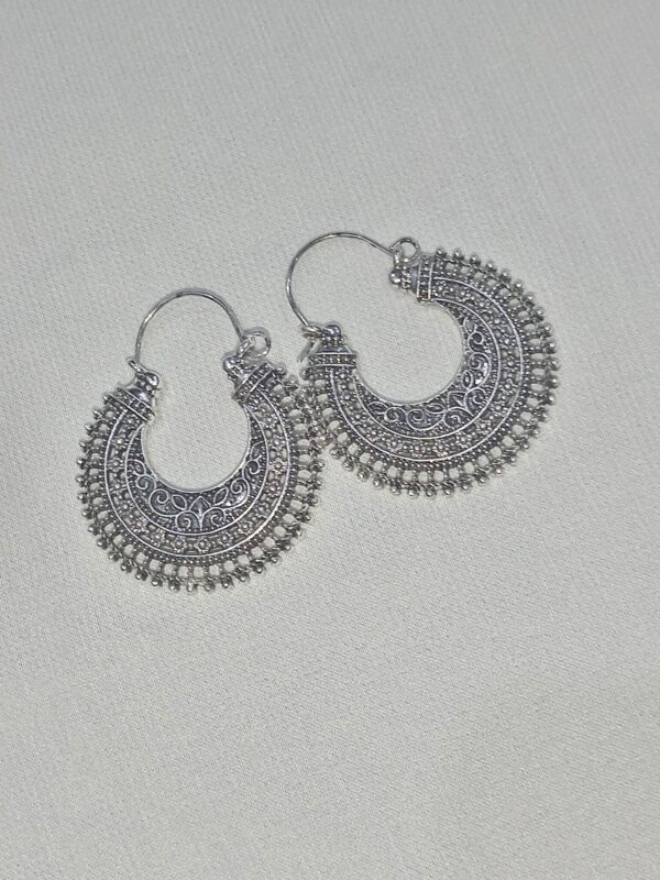 Ethnic Silver Hoops - Image 3